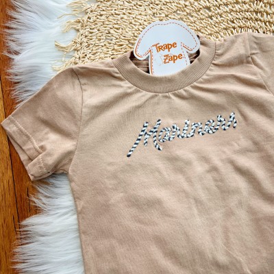 Conj. Camiseta Mariners e Bermuda em Moletinho - Caramelo e Azul Jeans